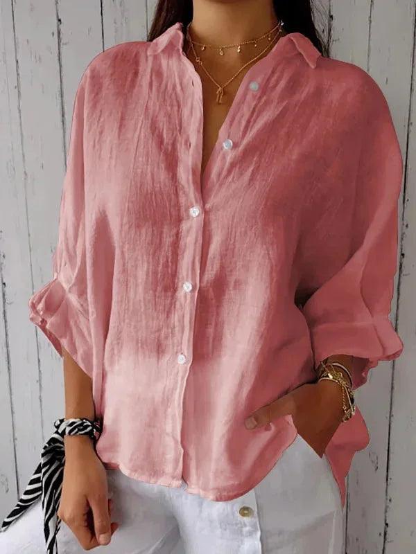 Damesblouse van Katoen en Linnen met Strikaccent - Vizzaro