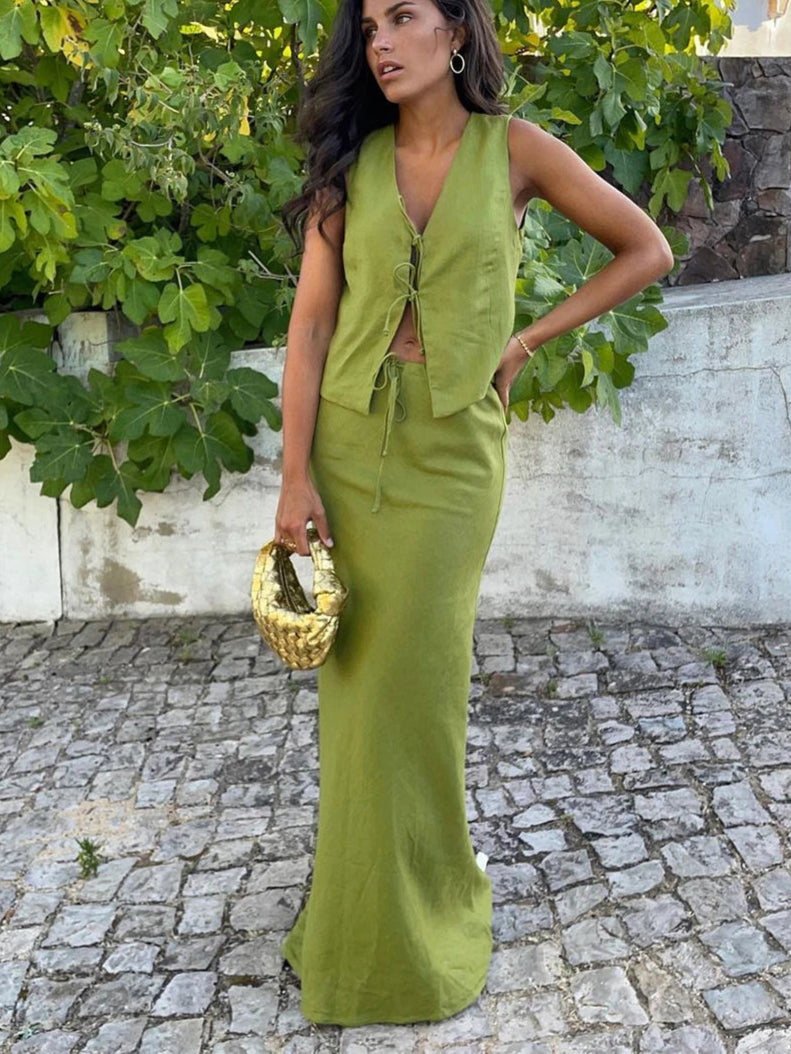 LUNARA™ Two-Piece – Minimal Chic voor de Zomer | Licht Katoen & Vrouwelijk Silhouet in Beweging - Vizzaro
