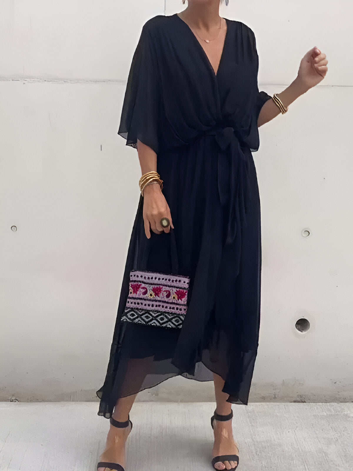 š„50% korting voor een beperkte tijd in de zomerš„Chiffon jurk met V-hals