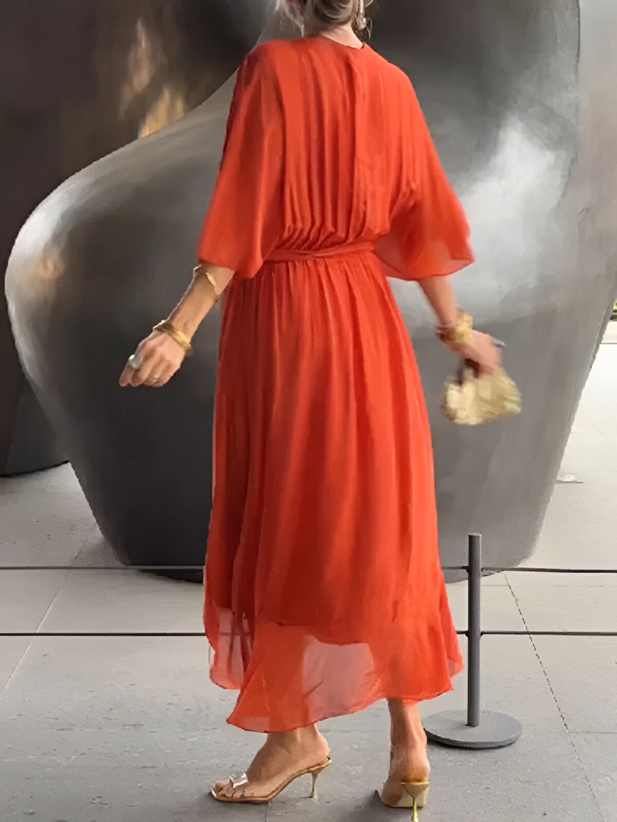 š„50% korting voor een beperkte tijd in de zomerš„Chiffon jurk met V-hals