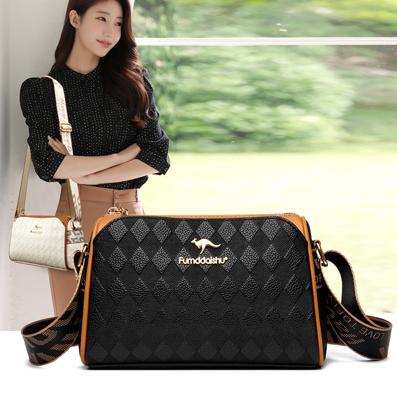 ✨ Luxe Diamantpatroon Crossbody Tas – Grote Capaciteit & 3 Lagen