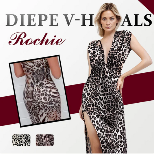 ⏳Begrenzte Zeit 49% Rabatt💥Diepe V-hals Luipaardprint Split Jurk