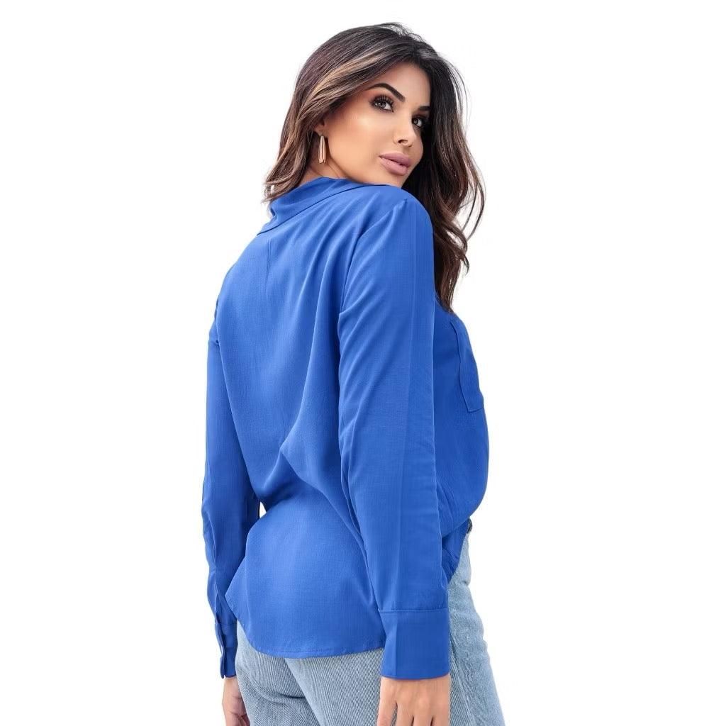 [Koop 1 en Krijg 2] Dames Casual Shirt Lange Mouwen met Elegante Pocket - Vizzaro