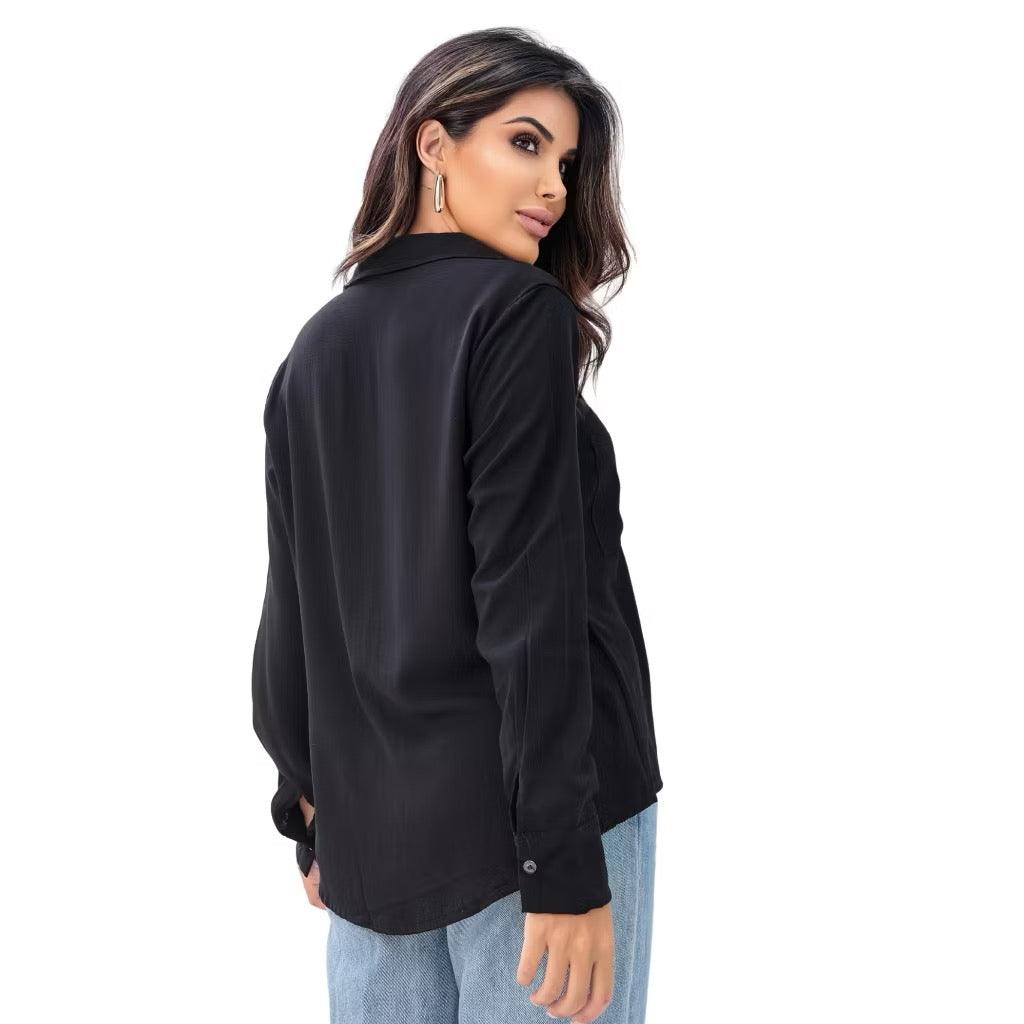 [Koop 1 en Krijg 2] Dames Casual Shirt Lange Mouwen met Elegante Pocket - Vizzaro