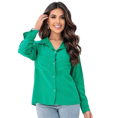 [Koop 1 en Krijg 2] Dames Casual Shirt Lange Mouwen met Elegante Pocket - Vizzaro