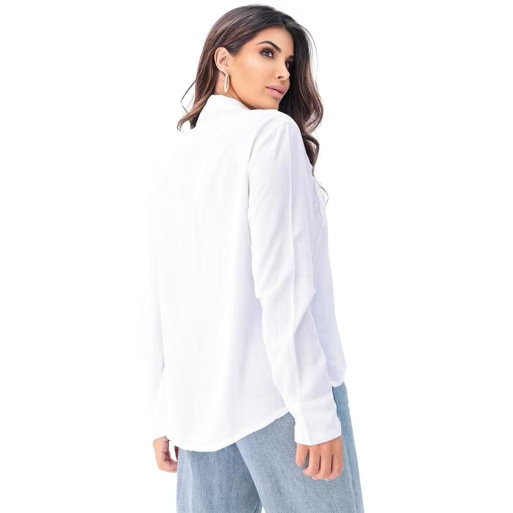 [Koop 1 en Krijg 2] Dames Casual Shirt Lange Mouwen met Elegante Pocket - Vizzaro