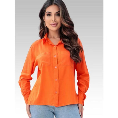 [Koop 1 en Krijg 2] Dames Casual Shirt Lange Mouwen met Elegante Pocket - Vizzaro