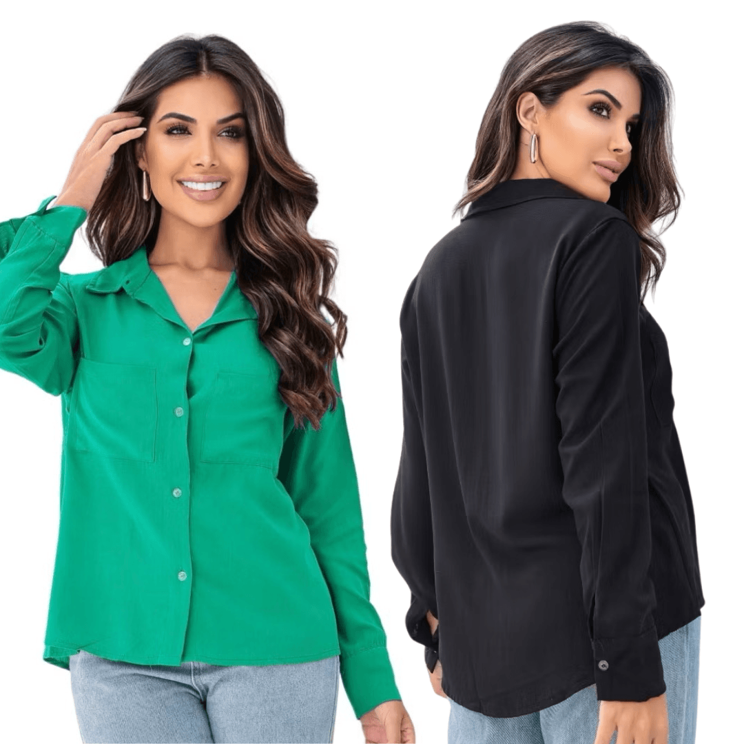 [Koop 1 en Krijg 2] Dames Casual Shirt Lange Mouwen met Elegante Pocket - Vizzaro