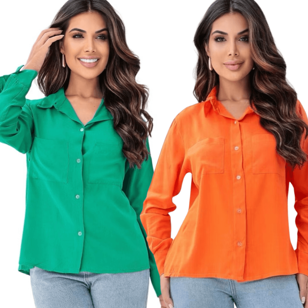 [Koop 1 en Krijg 2] Dames Casual Shirt Lange Mouwen met Elegante Pocket - Vizzaro