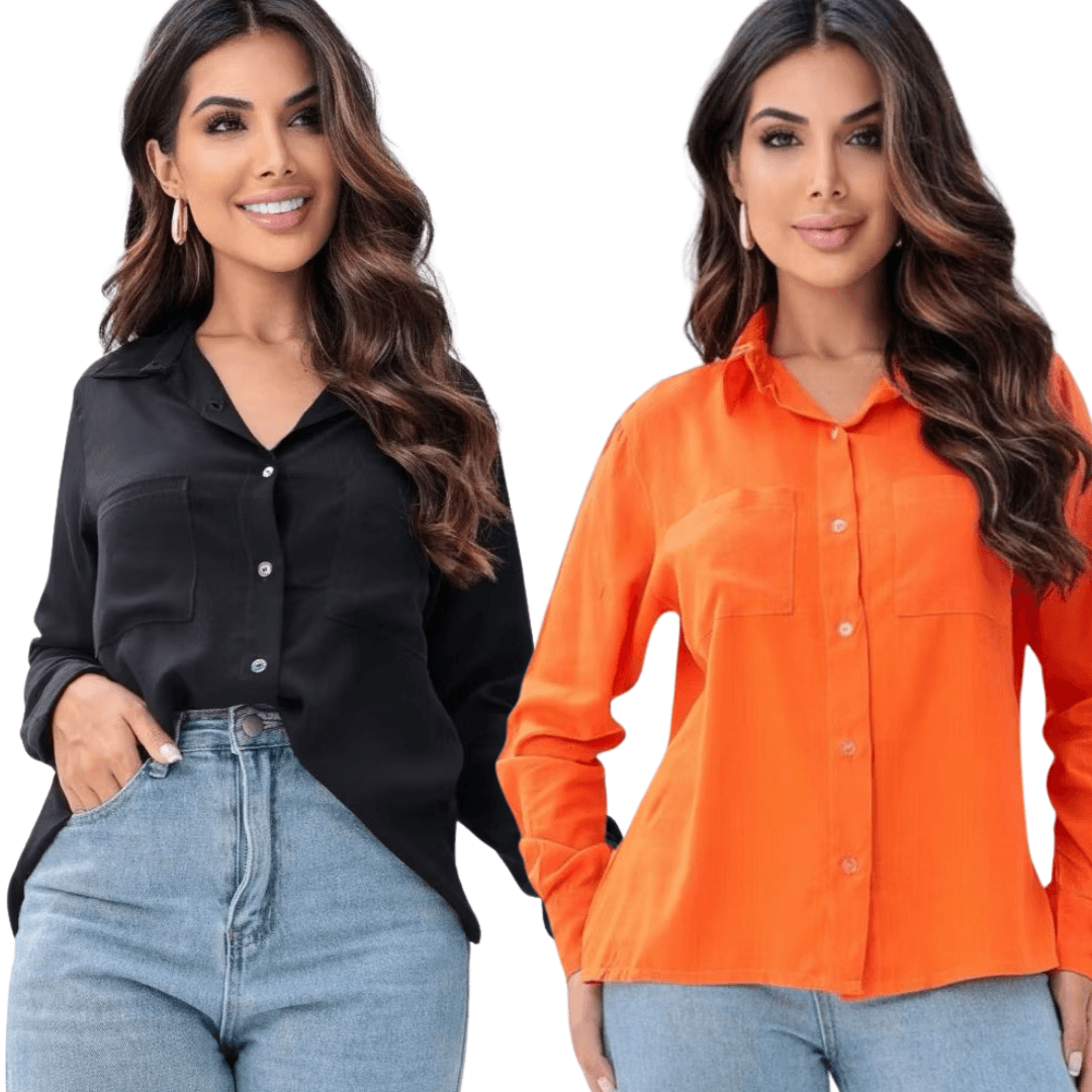 [Koop 1 en Krijg 2] Dames Casual Shirt Lange Mouwen met Elegante Pocket - Vizzaro