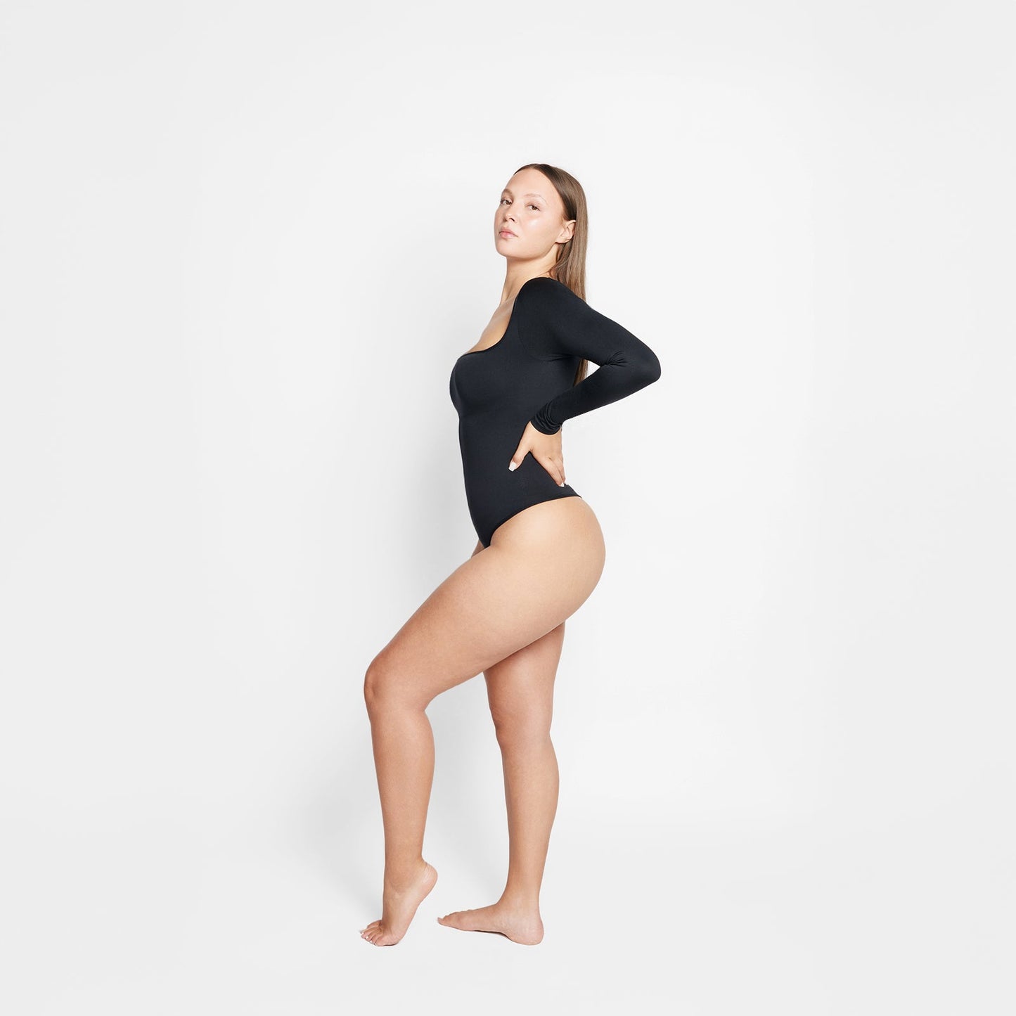 Giulia Square Neck Long Sleeve Thong Bodysuit