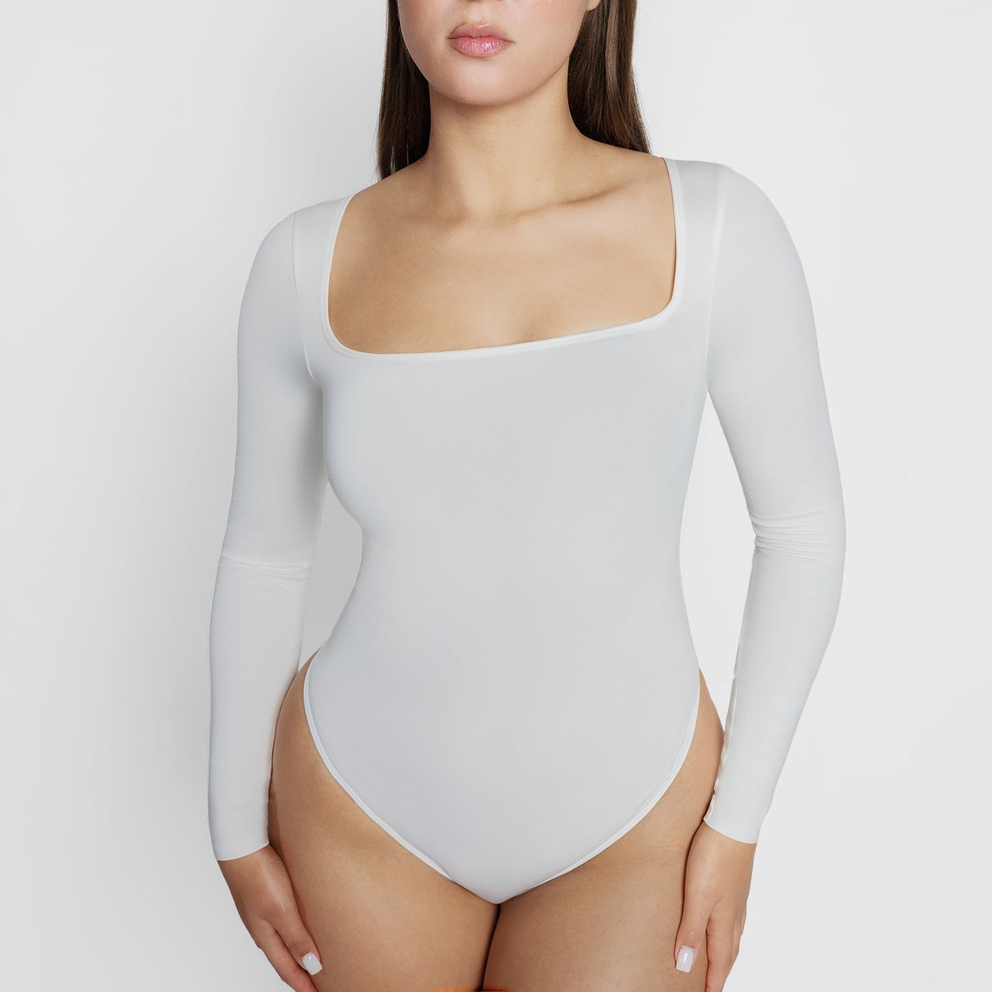 Giulia Square Neck Long Sleeve Thong Bodysuit