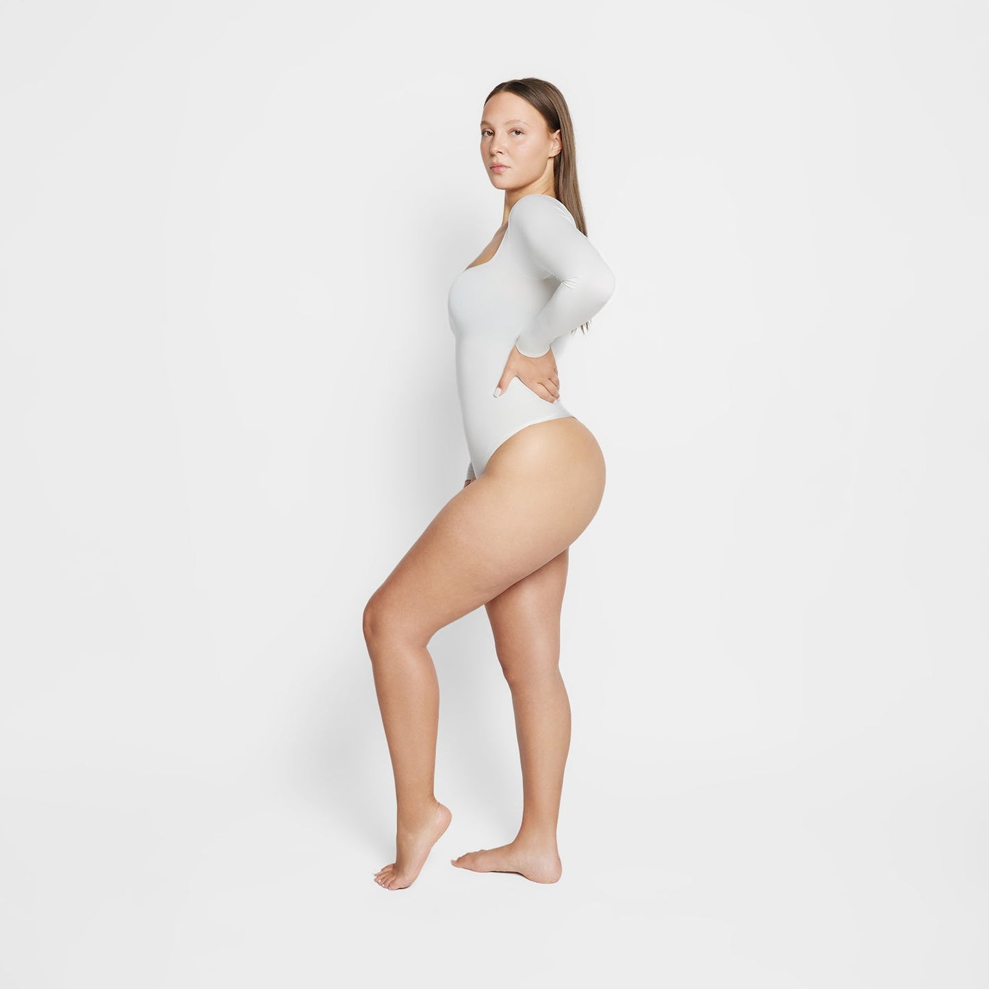 Giulia Square Neck Long Sleeve Thong Bodysuit
