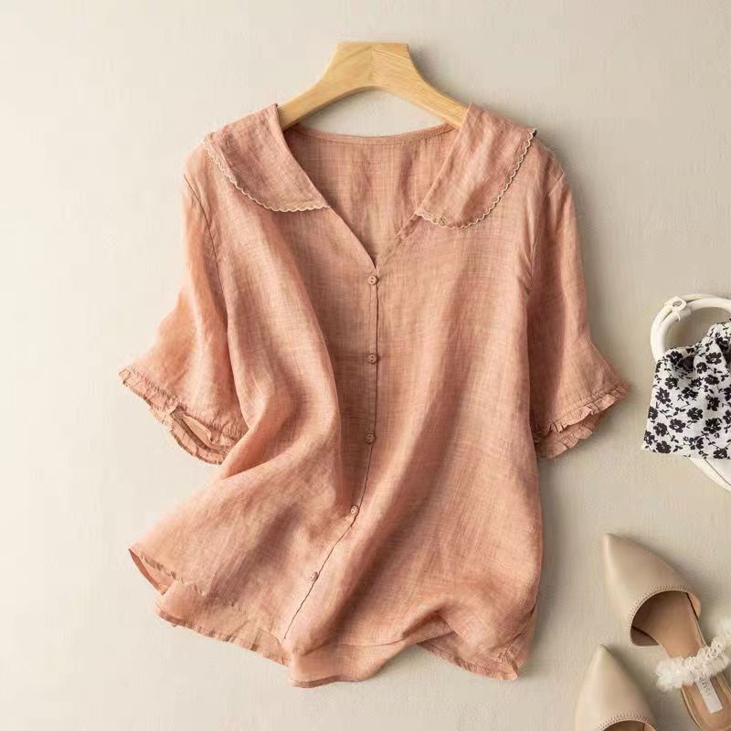 LIVIA AIR BLOUSE – Licht Linnen met Tijdloze Elegantie - Vizzaro