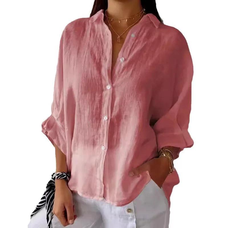 Damesblouse van Katoen en Linnen met Strikaccent - Vizzaro