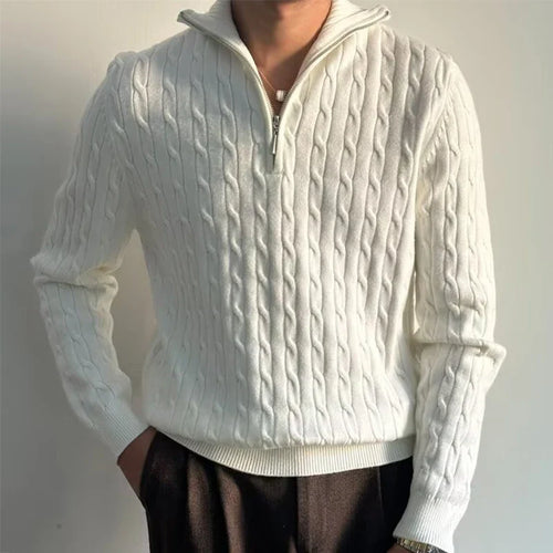 Zachte Kabeltrui Met Rits – Slim Fit - Vizzaro