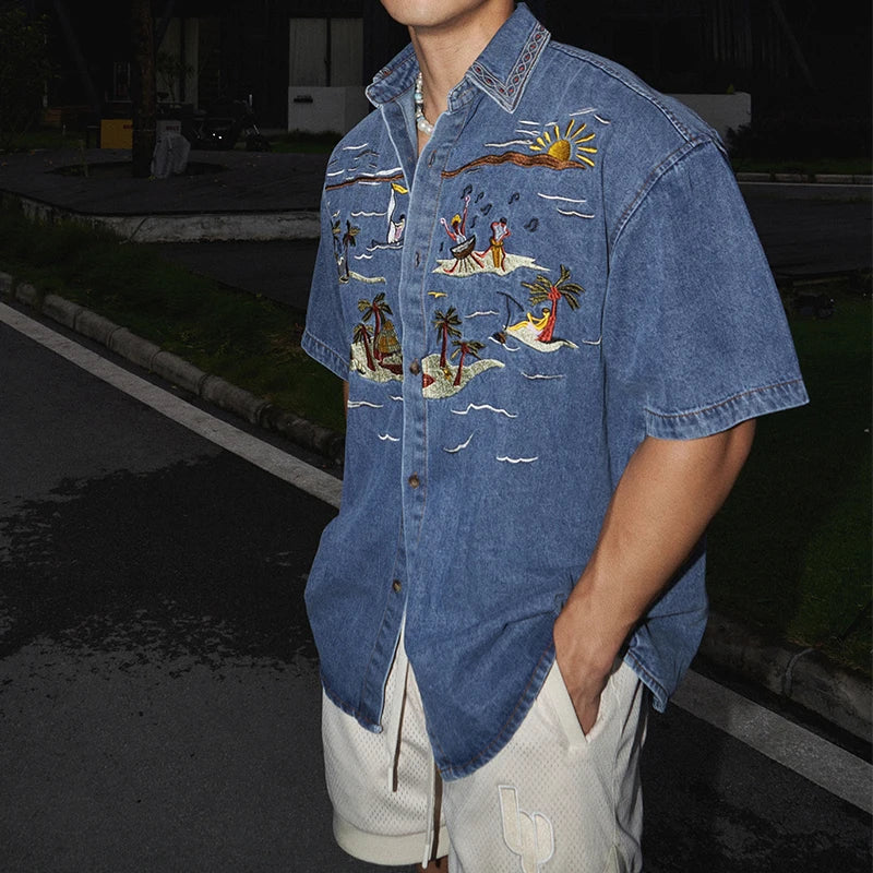 MIAMI BEACH DENIM OVERHEMD - Vizzaro
