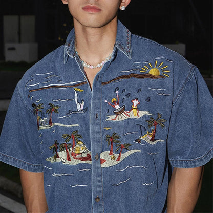 MIAMI BEACH DENIM OVERHEMD - Vizzaro