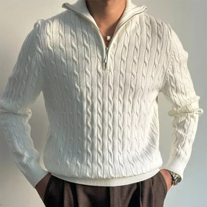 Zachte Kabeltrui Met Rits – Slim Fit - Vizzaro