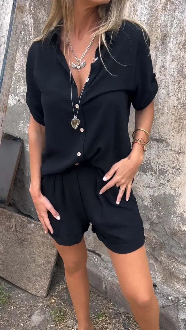 Dames Linnen Set – Blouse & Shorts