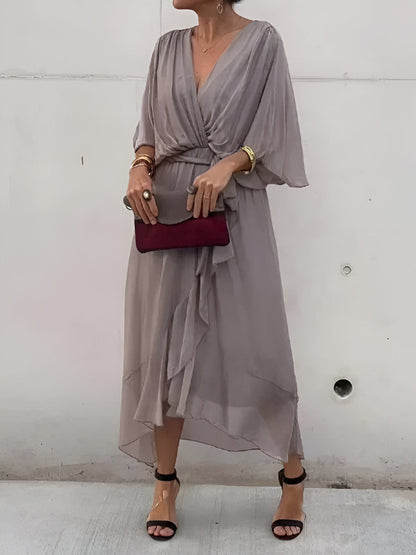 🔥50% korting voor een beperkte tijd in de zomer🔥Chiffon jurk met V-hals
