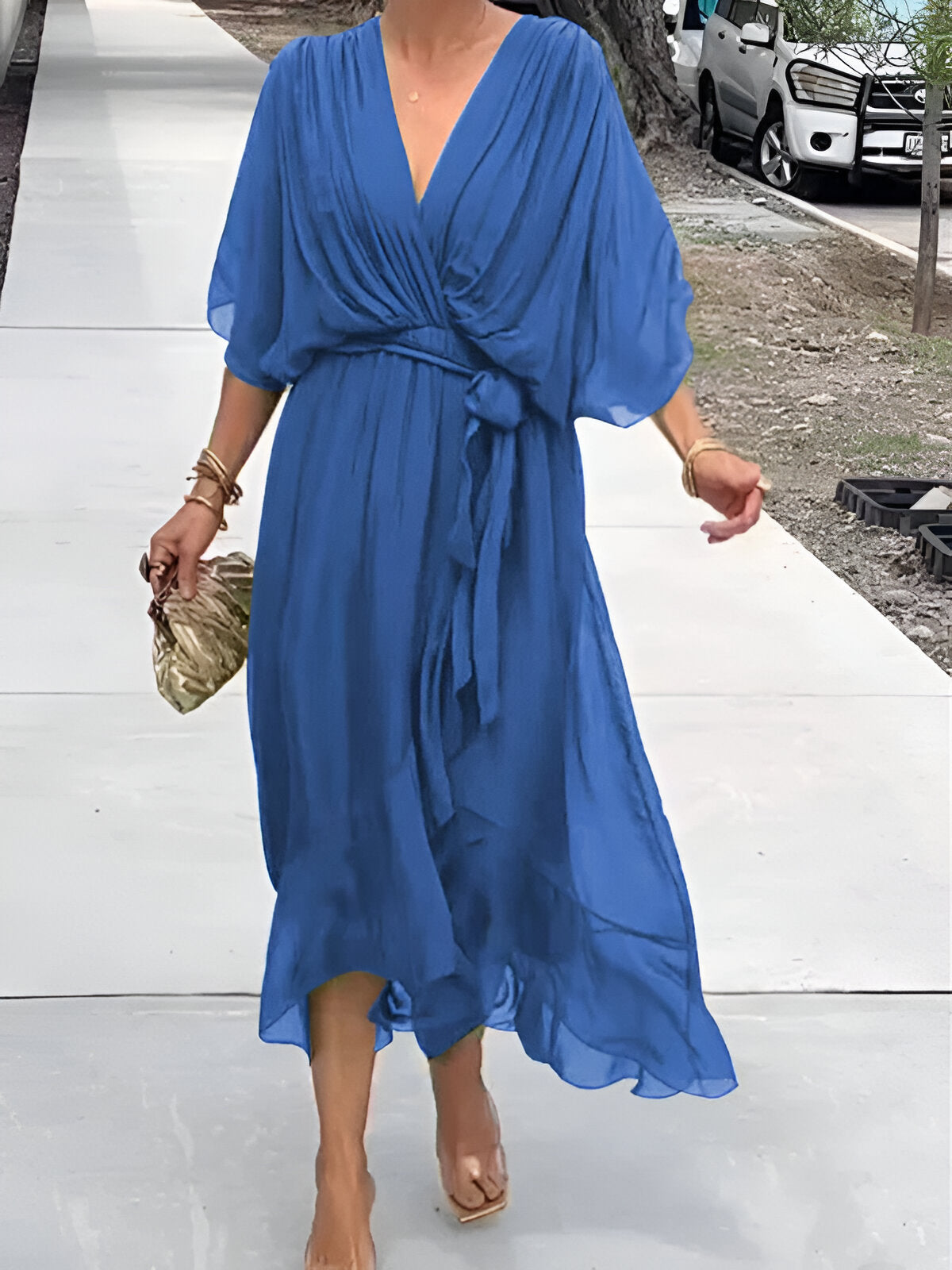 🔥50% korting voor een beperkte tijd in de zomer🔥Chiffon jurk met V-hals