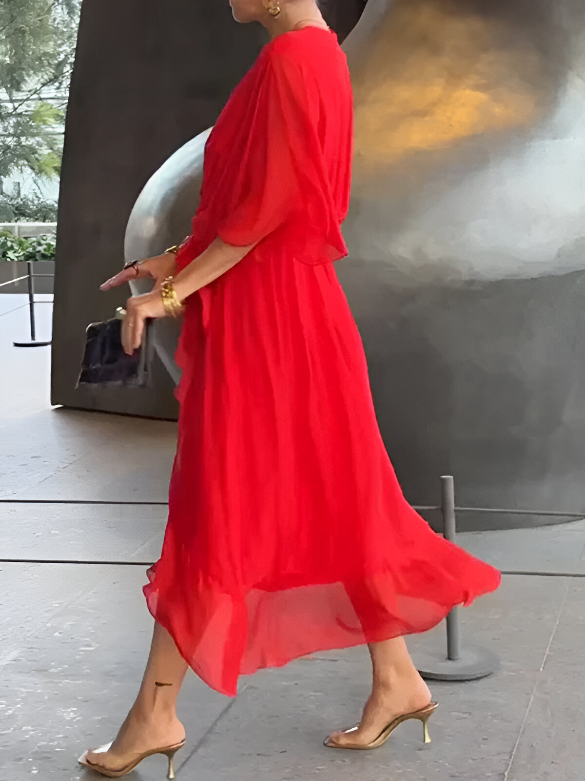 🔥50% korting voor een beperkte tijd in de zomer🔥Chiffon jurk met V-hals