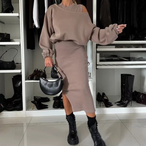 Dames Top & Mouwloze Jurk 2-delige Set